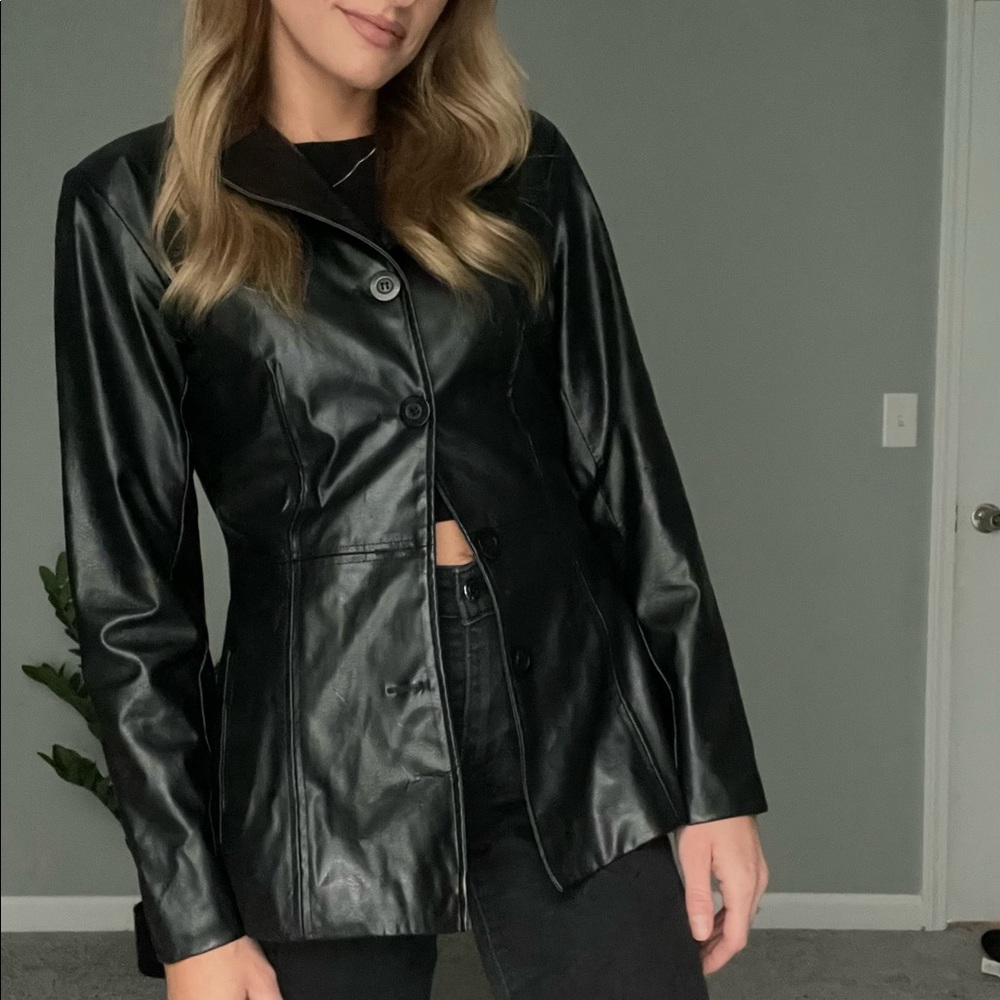 Love this faux leather jacket